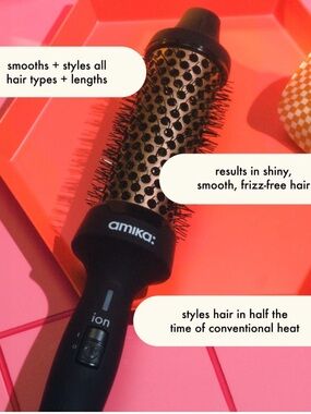 amika Black & Gold Ionic Round Hot Brush